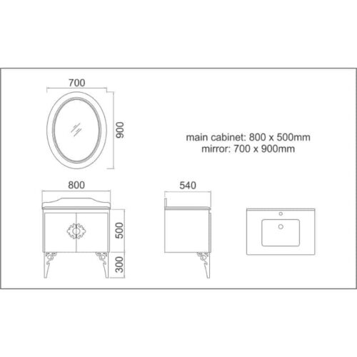 Bộ tủ chậu Gorlde GD-568 3 kich thuoc bo tu chau gorlde gd 568